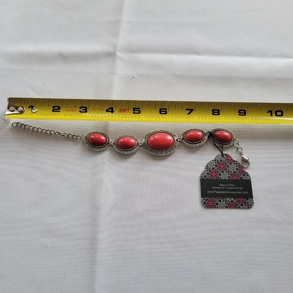 NWT - Boho Vintage Tribal Red Stone Necklace, Earrings & Bracelet Jewelry Set - Picture 10 of 12